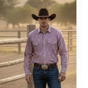 Express Riders men's  western pearl snap shirt Size L